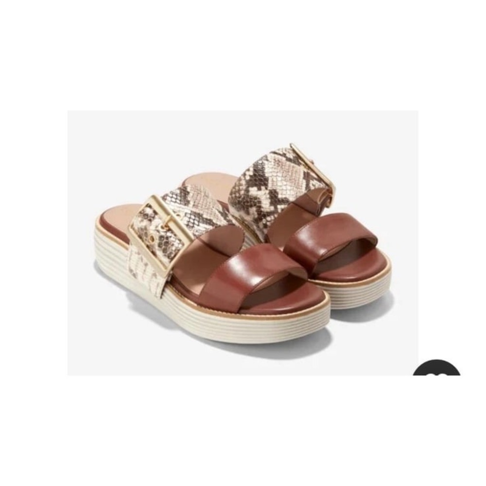 Cole Haan Originalgrand Sandal Women 9.5 Brown Snake‎ Platform Slides ZPO2663
